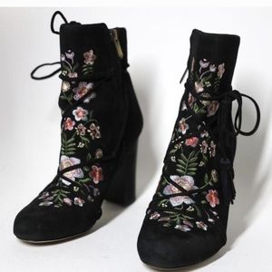 Sam Edelman Embroidered Suede Ankle Boots